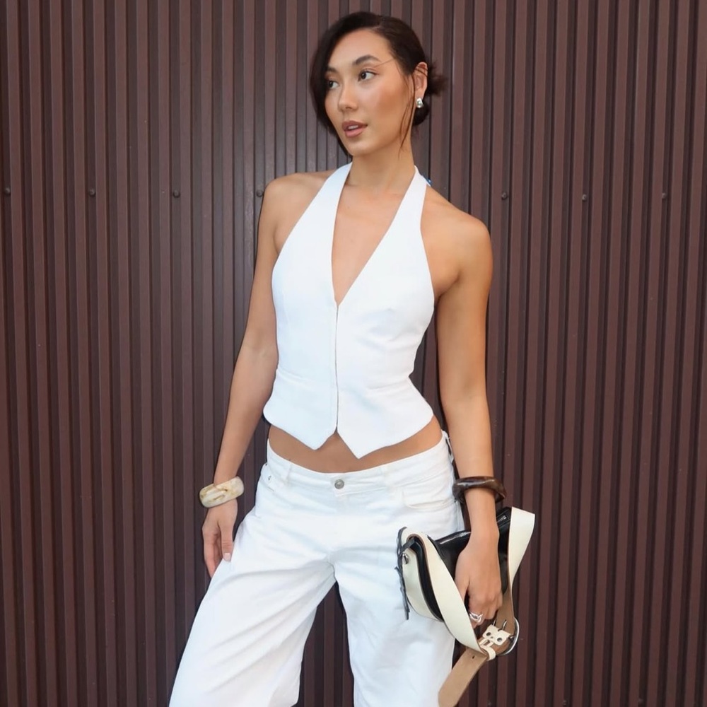 Zara White Printed Scarf Halter Neck Vest - Picture 2 of 12
